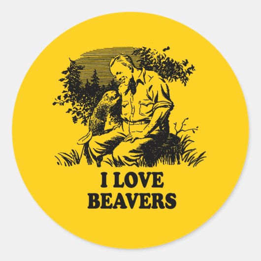 Ik hou van bevers ronde sticker (Voorkant)