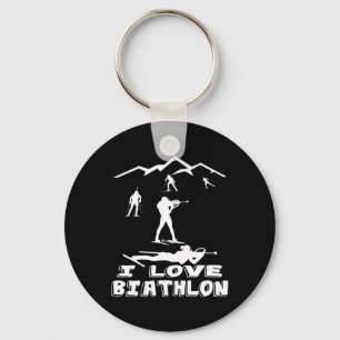 Ik hou van Biathlon Winter Sports Ski Sport Biatle Sleutelhanger