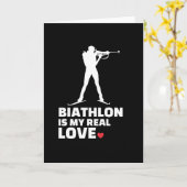 Ik hou van biatlon Stylish biathlon silhouette Kaart (Gele Bloem)