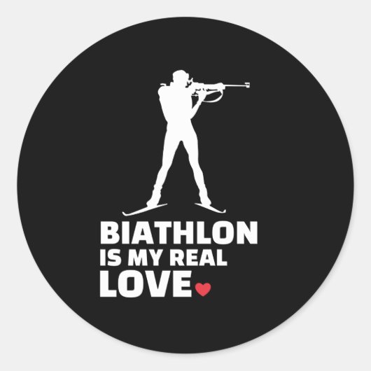 Ik hou van biatlon Stylish biathlon silhouette Ronde Sticker (Voorkant)