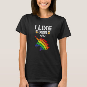 Ik Hou van Bier En Eenhoorn Kleurrijk Paard Regenb T-shirt