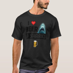 Ik hou van bier en haaien Drinkende Grote Witte O T-shirt