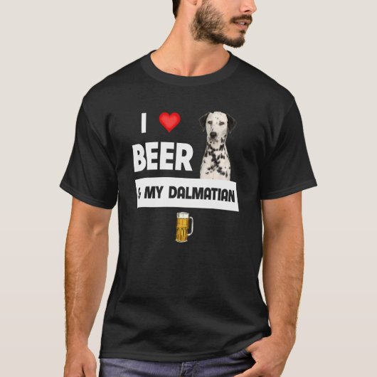Ik hou van bier en mijn Dalmatische moeder papa ho T-shirt (Voorkant)