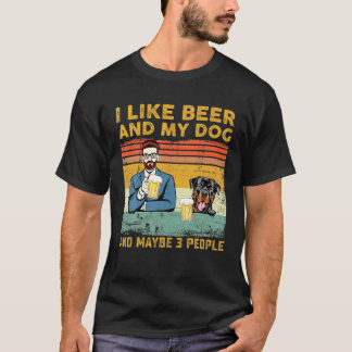 Ik hou van bier en mijn hond en misschien 3 mensen t-shirt