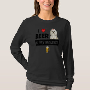 Ik hou van bier en mijn Maltese mama vader Maltipo T-shirt