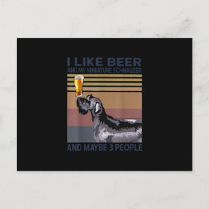 ik hou van bier en mijn miniatuur schnauzer briefkaart