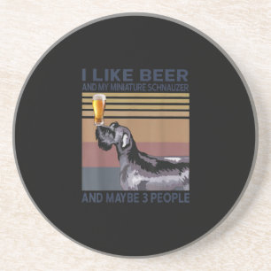 ik hou van bier en mijn miniatuur schnauzer zandsteen onderzetter