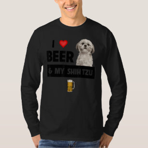 Ik hou van bier en mijn sjiitische Tzu mam pap hon T-shirt