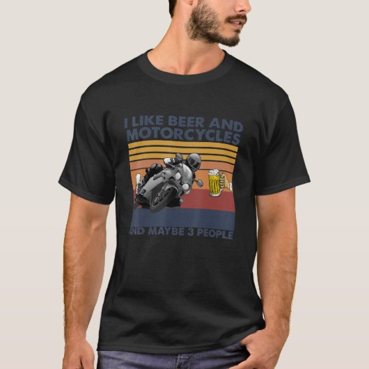 Ik hou van bier en motorfietsen - motorfietsen t-shirt (Voorkant)