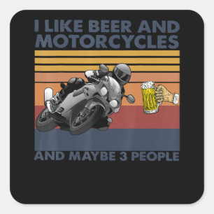 Ik hou van bier en motorfietsen - motorfietsen vierkante sticker