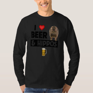 Ik hou van bier en nijlpaarden die op een wilde sa t-shirt