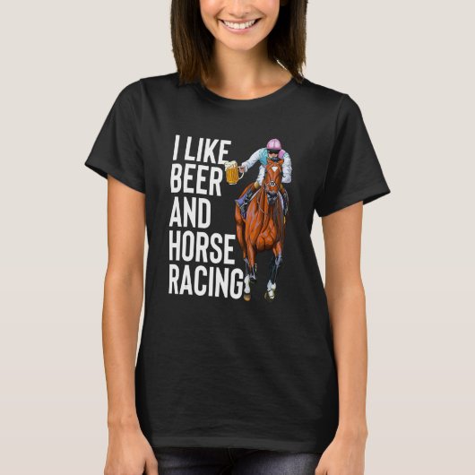 Ik hou van bier en paardenraces 3 mensen Derby dag T-shirt (Voorkant)