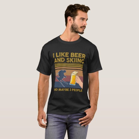 Ik hou van bier en skiën en misschien 3 mensen t-shirt (Voorkant volledig)
