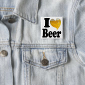 Ik hou van bier hart vierkante button 5,1 cm (In situ)