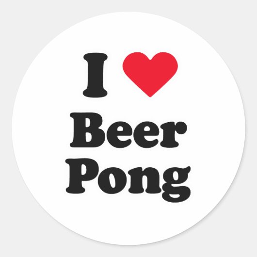 Ik hou van bierpong ronde sticker (Voorkant)