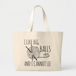 Ik hou van Big Balls Funny Knitting Grote Tote Bag