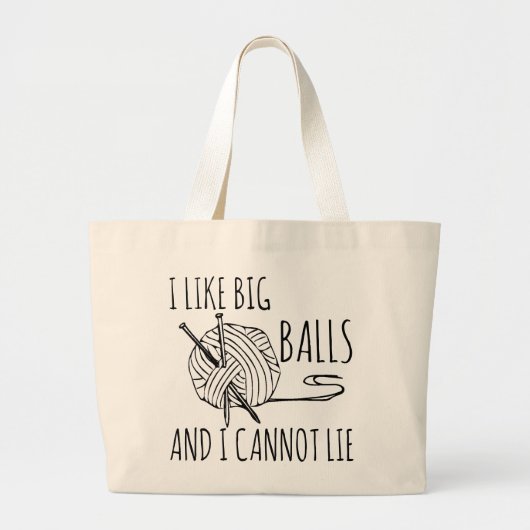 Ik hou van Big Balls Funny Knitting Grote Tote Bag (Voorkant)