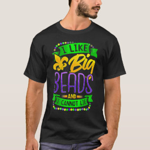 Ik hou van Big Beads en ik kan niet grappig Mardi T-shirt