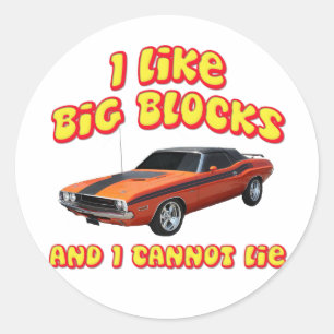 Ik hou van Big Blocks en ik kan Dodge Challenger n Ronde Sticker