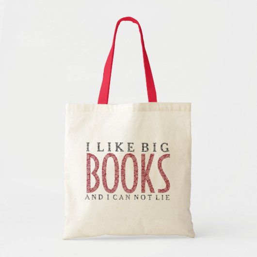 Ik hou van Big Books Dark Red Text Design Tote Bag (Voorkant)