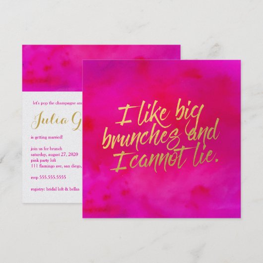 Ik hou van Big Brunches Invitation Pearl Shimmer P Kaart (Voorkant / Achterkant)