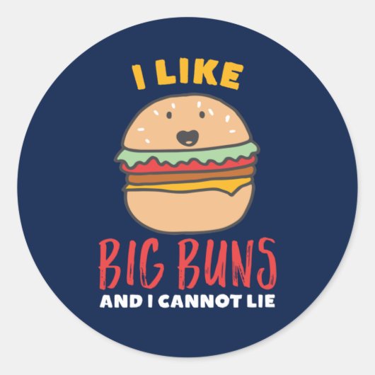 Ik hou van Big Buns Funny Burger en Fast Food Punt Ronde Sticker (Voorkant)