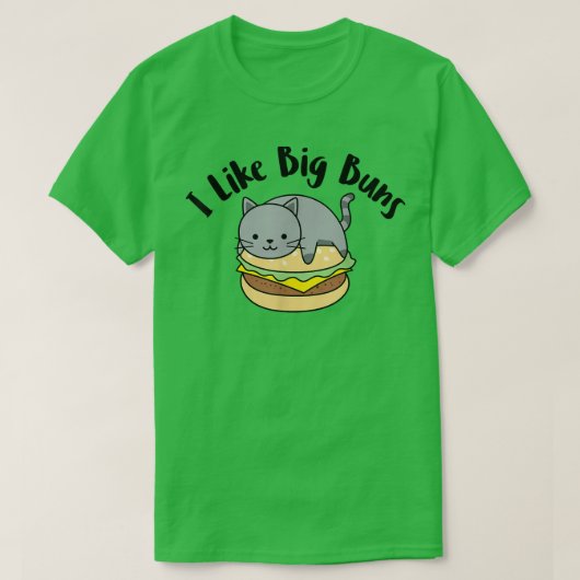 Ik hou van Big Buns Funny Cat Hamburger Design T-shirt (Design voorkant)
