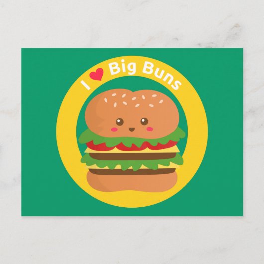 Ik hou van Big Buns, Kawaii Big Burger Briefkaart (Voorkant)