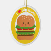 Ik hou van Big Buns, Kawaii Big Burger Keramisch Ornament (Rechts)