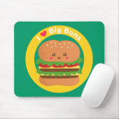 Ik hou van Big Buns Kawaii Big Burger Muismat (Met muis)