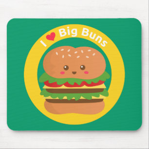 Ik hou van Big Buns Kawaii Big Burger Muismat