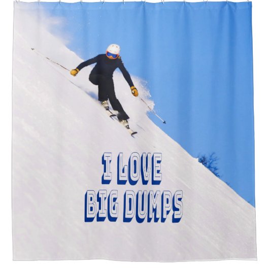 Ik hou van Big Dpomp Snow Ski Downhill Douchegordijn (Voorkant)