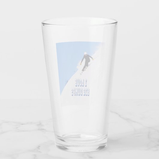 Ik hou van Big Dpomp Snow Ski Downhill Glas (Achterkant)