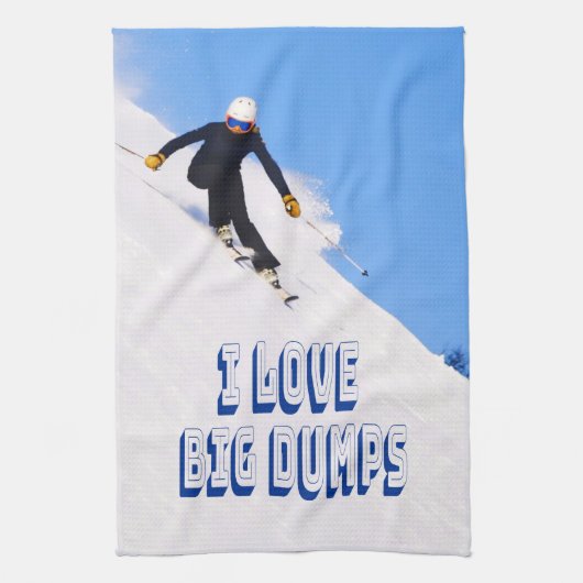Ik hou van Big Dpomp Snow Ski Downhill Theedoek (Verticaal)