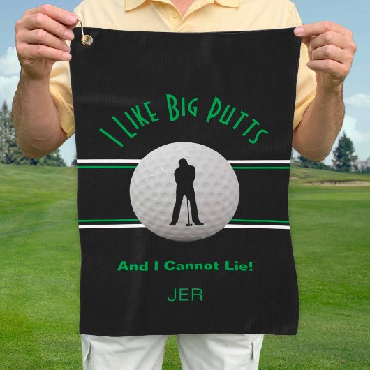 Ik hou van Big Putts Golf Humor Black Funny Modern Golfhanddoek