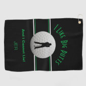 Ik hou van Big Putts Golf Humor Black Funny Modern Golfhanddoek (Horizontaal)
