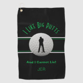 Ik hou van Big Putts Golf Humor Black Funny Modern Golfhanddoek (Voorkant)