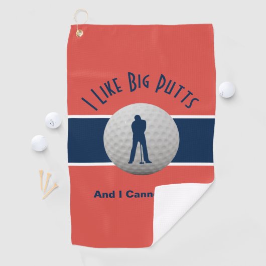 Ik hou van Big Putts Golf Humor Fun Red Blue Golfhanddoek (Insitu)