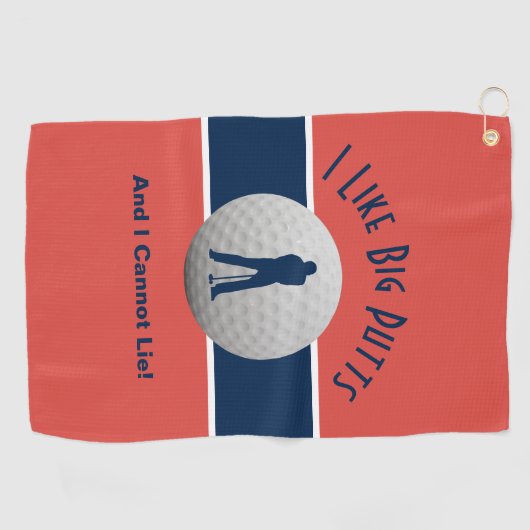 Ik hou van Big Putts Golf Humor Fun Red Blue Golfhanddoek (Horizontaal)
