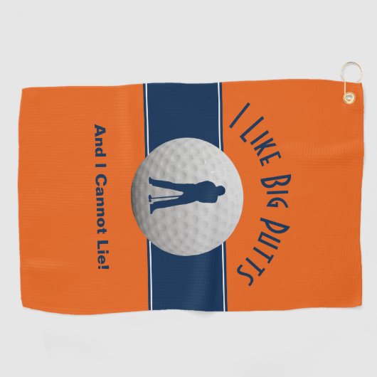 Ik hou van Big Putts Golf Humor Fun Sinaasappel Bl Golfhanddoek (Horizontaal)