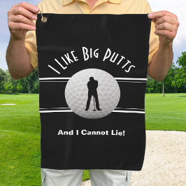 Ik hou van Big Putts Golf Humor Funny Black Modern Golfhanddoek