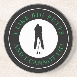Ik hou van Big Putts Sports Golfer Modern Black Gr Zandsteen Onderzetter