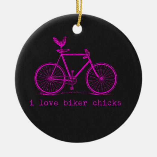 Ik hou van Biker Chicken Funny Chicken Keramisch Ornament (Voorkant)