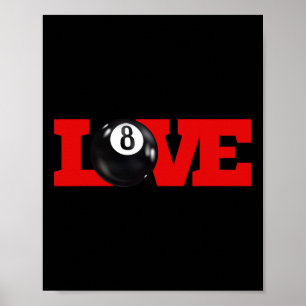 Ik hou van biljart 8 Ball Pool Player Carom Engels Poster