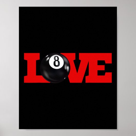 Ik hou van biljart 8 Ball Pool Player Carom Engels Poster (Voorkant)