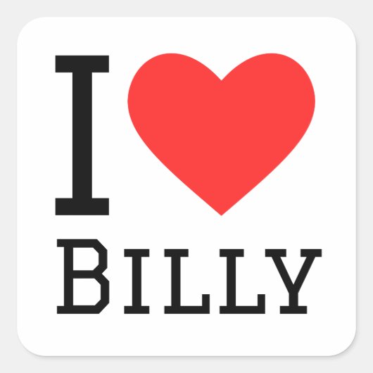 Ik hou van billy vierkante sticker (Voorkant)