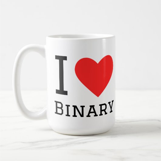 Ik hou van binair koffiemok (Links)