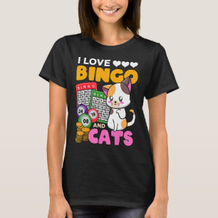Ik hou van bingo en katten die Kat spelen T-shirt