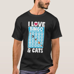 Ik hou van bingo en katten Lucky bordspellen Lover T-shirt
