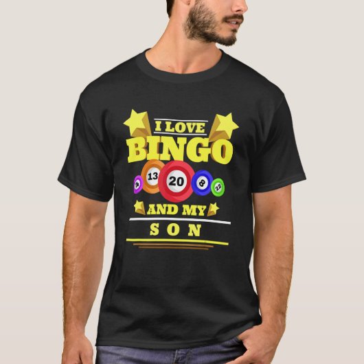 Ik hou van Bingo en mijn zoon Casino die loterij b T-shirt (Voorkant)